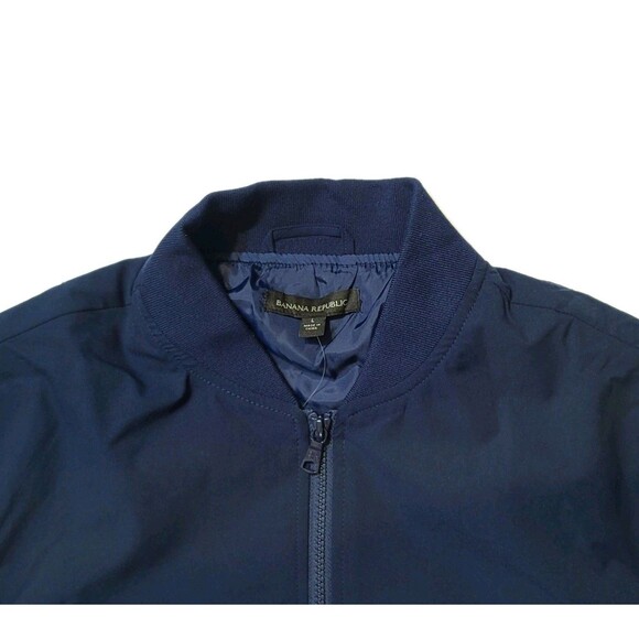 Banana Republic Men's L Bomber Jacket Moisture Resistant Logo Zip Blue NWT - Picture 8 of 14